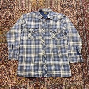 VTG 60s 70s Pine Hill Men's Plaid Quilted Lined Flannel Shirt Jacket Blue Size L